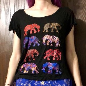 Open back elephant print top